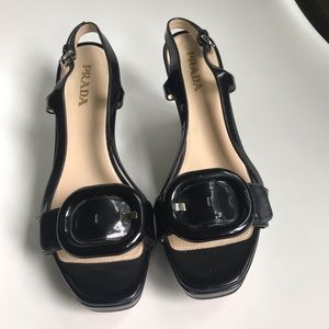 Vintage PRADA Sling Back patent Wedges 8/8.5